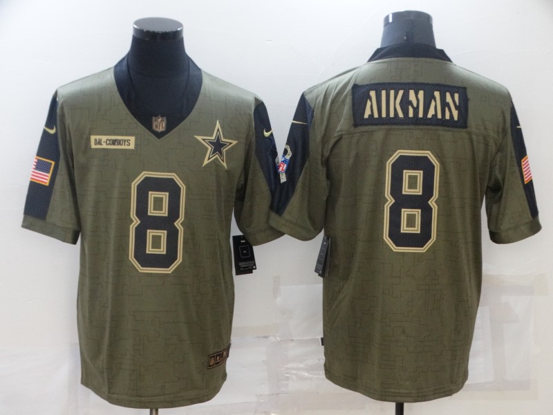 Men's Dallas Cowboys Troy Aikman #8 Brown Jersey